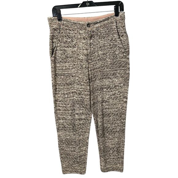 NWT Free People Tan Black White Cotton Blend Cozy Knit Ankle Pants Womens XS - Picture 1 of 6